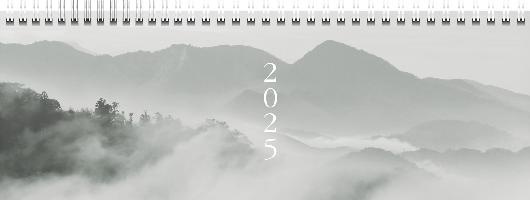 rido/idé 7036311035 Querterminbuch Modell Young Line (2025) "Cloudy Mountains"| 2 Seiten = 1 Woche| 297 × 105 mm| 128 Seiten| Grafik-Einband| grau