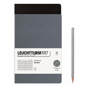Leuchtturm A5 Double Medium Jottbook Softcover Black/Anthracite Ruled Notebook
