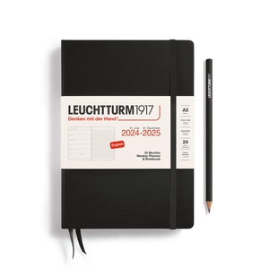 Leuchtturm Weekly Planner & Notebook A5 Medium Black 18M Agenda 2024-2025