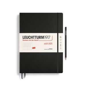 Leuchtturm Academic Week Planner A4+ Master Black Hardcover 18M 2024-2025