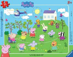 Ravensburger Kinderpuzzle 05697 - Seilspringen mit Peppa Wutz - 11 Teile Peppa Pig Rahmenpuzzle für Kinder ab 3 Jahren