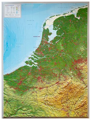 Benelux reliëf kaart Georelief  