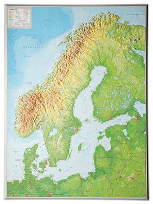 Scandinavië reliëf kaart  