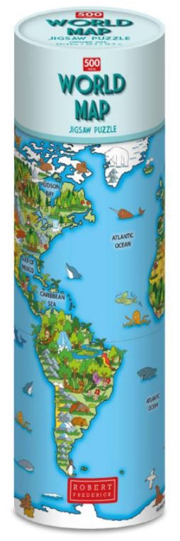 Puzzle World map in a tube 500 pieces 57 cm x 43 cm  