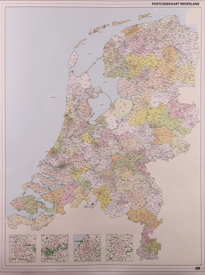 Nederland postcode wandkaart geplastificeerd 859 