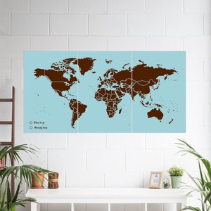 Woody Map Wereld XXXL blauw/bruin 180 x 90 cm  