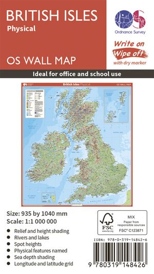 British Isles Physical plano geplastificeerd  