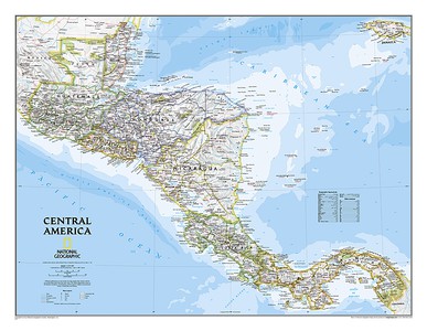 Amerika Centraal wandkaart geplastificeerd 20011 