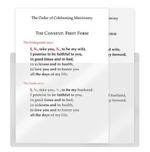 The Order of Celebrating Matrimony Couple's Consent Cards - English W/Pocket