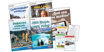 Icivics Spanish Grade 3: Community & Social Awareness 5-Book Set + Game Cards