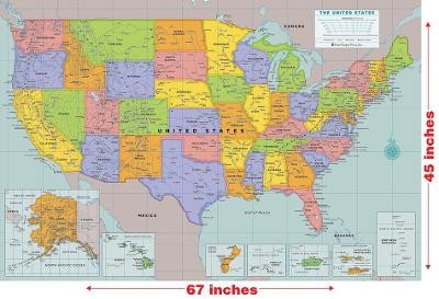 Laminated USA Wall Map (67'' W X 45'' H)