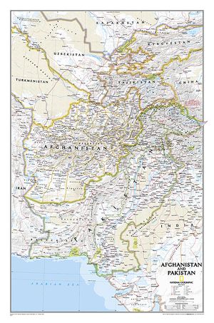 Afghanistan / Pakistan wandkaart geplastificeerd 20436 