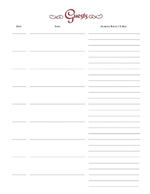 Guest of Our Church Register Refill Pages