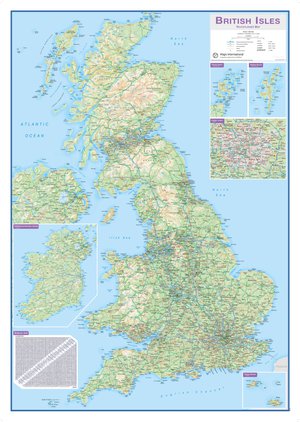 Groot-Brittannië routeplanner wandkaart  