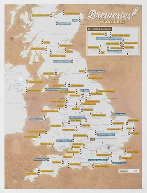 Bier Brouwerijen Groot-Brittannië  Collect & Scratch wandkaart  