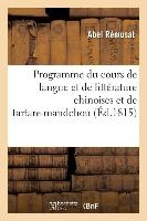 Programme Du Cours de Langue Et de Litt�rature Chinoises Et de Tartare-Mandchou