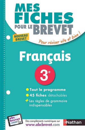 Mes Fiches Abc Du Brevet Tome 1 : Francais : 3e (edition 2017) 