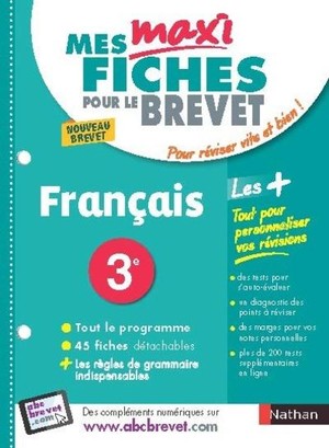 Mes Maxi Fiches Abc Du Brevet ; Francais ; 3e (edition 2017) 