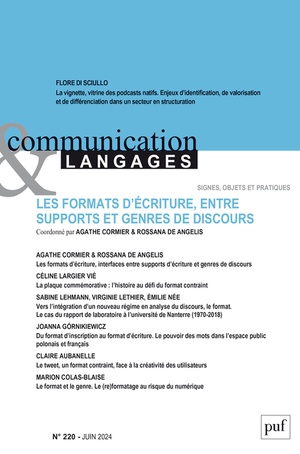 Les Formats D'ecriture, Entre Supports Et Generes De Discours (edition 2024) 