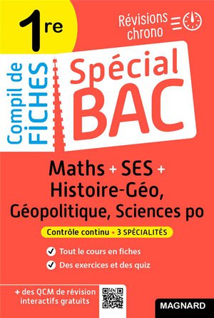 Special Bac : Compil De Fiches ; Ses-maths-histoire-geo-geopolitique-sciences Po ; 1re Bac 2022 ; Tout Le Programme Des 3 Specialites 1re En Fiches Visuelles 
