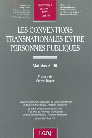 Les Conventions Transnationales Entre Personnes Publiques - Vol358 