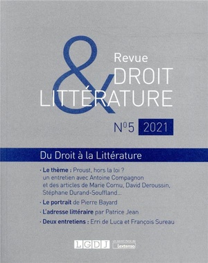 Revue Droit & Litterature N.5 ; Du Droit A La Litterature 