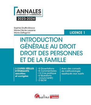 Introduction Generale Au Droit Et Droit Des Personnes Et De La Famille ; L1 (edition 2023/2024) 