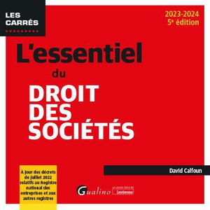 L'essentiel Du Droit Des Societes : A Jour Des Decrets De Juillet 2022 Relatifs Au Registre National Des Entreprises Et Aux Autres Registres (edition 2023/2024) 