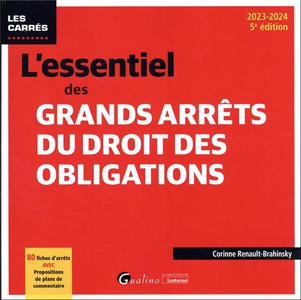 L'essentiel Des Grands Arrets Du Droit Des Obligations : 80 Fiches D'arrets Avec Propositions De Plans De Commentaire (edition 2023/2024) 