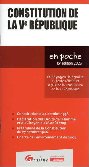 Constitution De La Ve Republique (edition 2023) 