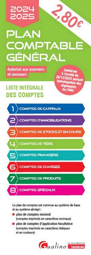 Plan Comptable General : Liste Integrale Des Comptes - Autorise Aux Examens Et Concours (edition 2024/2025) 