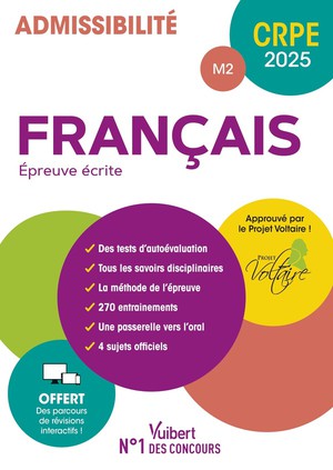 Manuel Crpe : Francais - Epreuve Ecrite (m2) : Le Seul Manuel Relu Et Approuve Par Le Projet Voltaire + Parcours De Revisions Interactifs ! (edition 2025) 