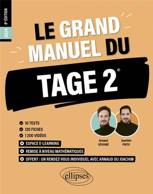 Le Grand Manuel Du Tage 2 : 10 Tests Blancs + 120 Fiches De Cours + 1000 Videos (edition 2024) 