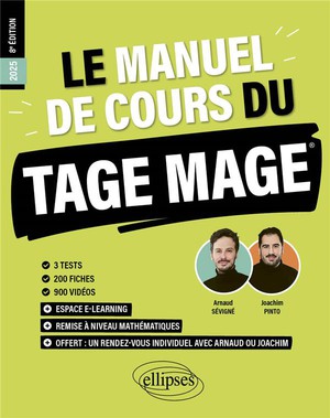Le Manuel De Cours Du Tage Mage : 3 Tests Blancs + 200 Fiches De Cours + 700 Questions + 700 Videos 
