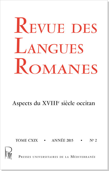 Revue Des Langues Romanes Tome 119 N 2 