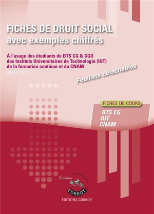 Fiches De Droit Social Avec Exemples Chiffres ; Bts Cg (edition 2023) 