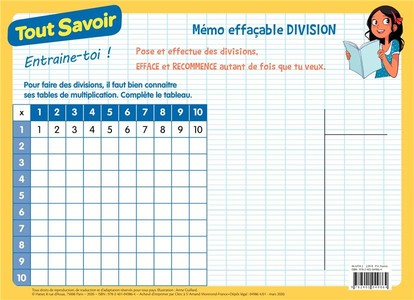 Tout Savoir : Memo Effacable Division 