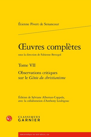 Oeuvres Completes Tome 7 : Observations Critiques Sur Le Genie Du Christianisme 