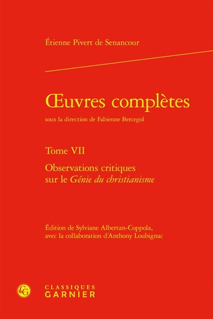 Oeuvres Completes Tome 7 : Observations Critiques Sur Le Genie Du Christianisme 