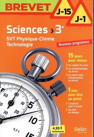 Brevet J-15 J-1 ; Sciences ; 3e (edition 2017) 