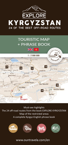 Touristic Map Of Kyrgyzstan + Kyrgyz-english Phrase Book - Geographical Map Of Kyrgyzstan 