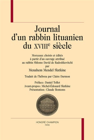 Journal D'un Rabbin Lituanien Du Xviiie Siecle 