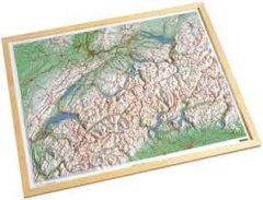 Zwitserland reliëf met houten kader 82 x 68 cm  