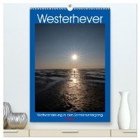 Westerhever - Wattwanderung in den Sonnenuntergang (hochwertiger Premium Wandkalender 2025 DIN A2 hoch), Kunstdruck in Hochglanz
