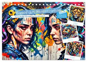 Street Art Sternzeichen (Tischkalender 2025 DIN A5 quer), CALVENDO Monatskalender