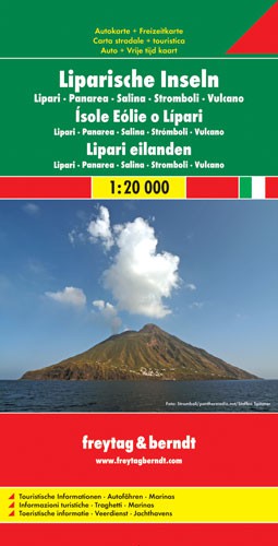 Aeolian Islands - Lipari - Panarea - Salina - Stromboli - Vulcano - Italy South Road Map 1:20 000 - 1:600 000
