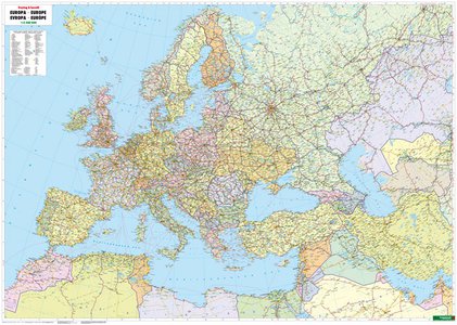 Europa / Midden-Oosten / Azie Centraal politiek wandkaart  