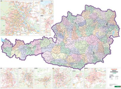 Oostenrijk postcode wandkaart  