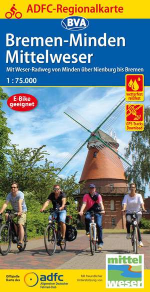 Bremen-Minden / Mittelweser fietskaart  