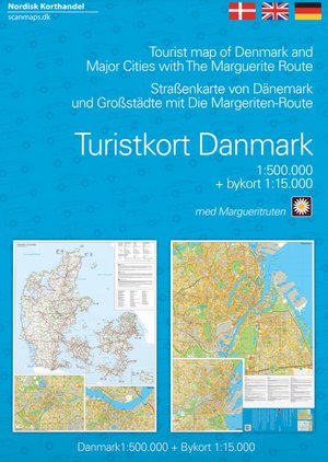 Denemarken toeristische kaart + Margrietenroute  